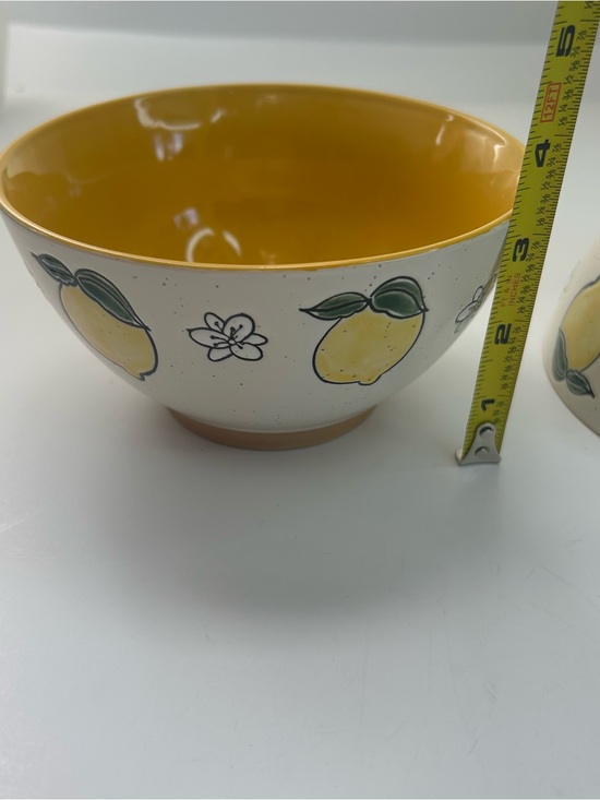 Spectrum Designz LEMON BLOOM Set Of 2 Cereal Bowls 6” Ivory Yellow